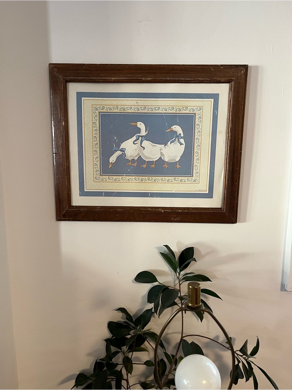 Vintage 1980s Wooden Framed Country Geese 🪿 Picture